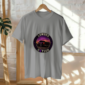 Purple Sunset Circle Tee — Heather Grey